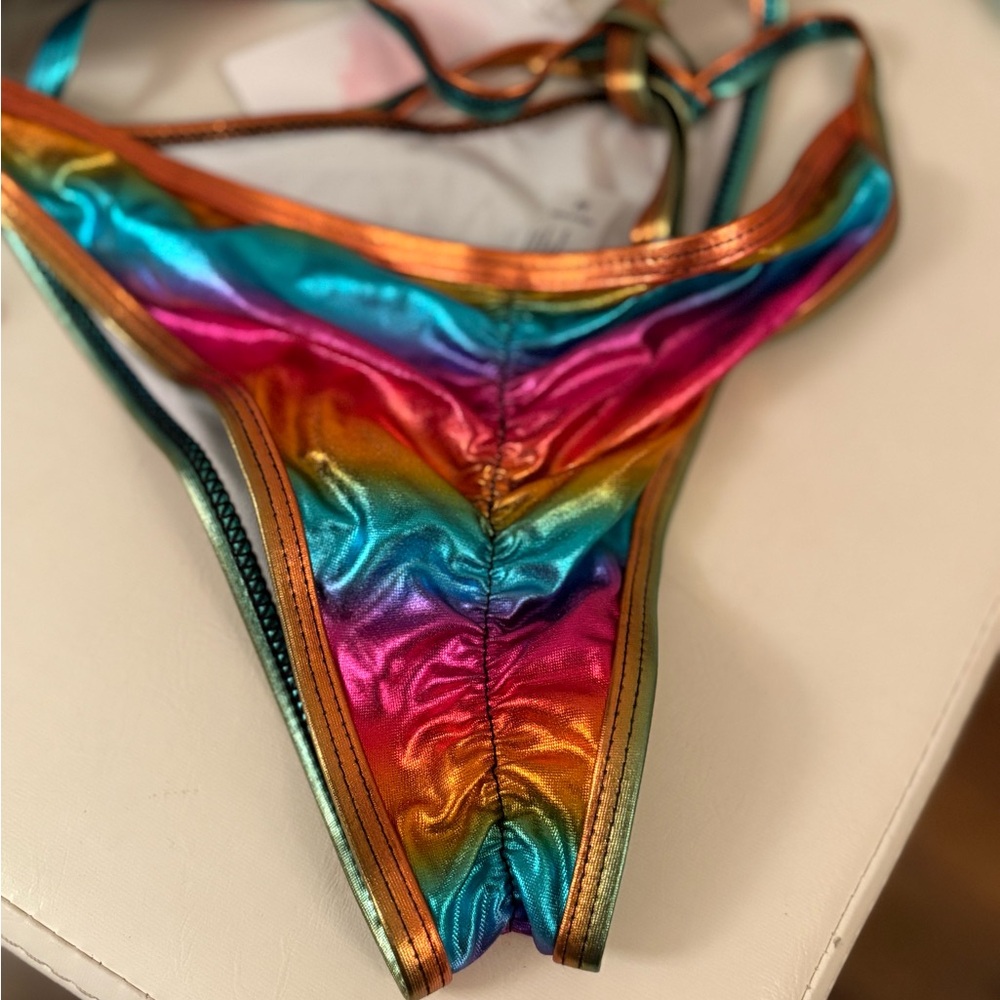 Rainbow Metallic Bikini Size Medium NWT - Picture 4 of 8